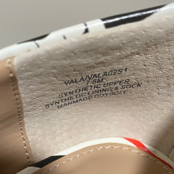 Steve Madden Newspaper Print Heels - White, Pink, and Red - Picture 3 of 4